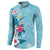 Hawaii Tropical Flowers Button Sweatshirt Polynesian Tattoo Sky Blue