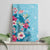 Hawaii Tropical Flowers Canvas Wall Art Polynesian Tattoo Sky Blue