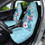 Hawaii Tropical Flowers Car Seat Cover Polynesian Tattoo Sky Blue