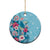 Hawaii Tropical Flowers Ceramic Ornament Polynesian Tattoo Sky Blue