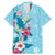 Hawaii Tropical Flowers Family Matching Mermaid Dress and Hawaiian Shirt Polynesian Tattoo Sky Blue