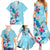 Hawaii Tropical Flowers Family Matching Summer Maxi Dress and Hawaiian Shirt Polynesian Tattoo Sky Blue