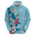 Hawaii Tropical Flowers Hoodie Polynesian Tattoo Sky Blue