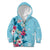 Hawaii Tropical Flowers Kid Hoodie Polynesian Tattoo Sky Blue