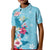 Hawaii Tropical Flowers Kid Polo Shirt Polynesian Tattoo Sky Blue