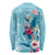 Hawaii Tropical Flowers Long Sleeve Shirt Polynesian Tattoo Sky Blue