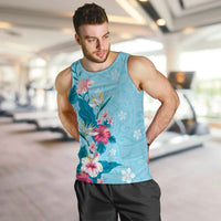 Hawaii Tropical Flowers Men Tank Top Polynesian Tattoo Sky Blue LT05 Blue - Polynesian Pride