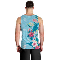 Hawaii Tropical Flowers Men Tank Top Polynesian Tattoo Sky Blue LT05 - Polynesian Pride