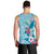 Hawaii Tropical Flowers Men Tank Top Polynesian Tattoo Sky Blue