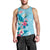 Hawaii Tropical Flowers Men Tank Top Polynesian Tattoo Sky Blue