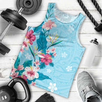 Hawaii Tropical Flowers Men Tank Top Polynesian Tattoo Sky Blue LT05 - Polynesian Pride