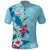 Hawaii Tropical Flowers Polo Shirt Polynesian Tattoo Sky Blue