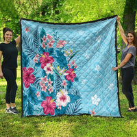 Hawaii Tropical Flowers Quilt Polynesian Tattoo Sky Blue LT05 - Polynesian Pride