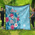 Hawaii Tropical Flowers Quilt Polynesian Tattoo Sky Blue