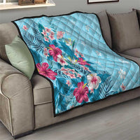 Hawaii Tropical Flowers Quilt Polynesian Tattoo Sky Blue LT05 - Polynesian Pride