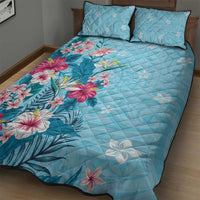 Hawaii Tropical Flowers Quilt Bed Set Polynesian Tattoo Sky Blue LT05 - Polynesian Pride
