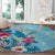 Hawaii Tropical Flowers Round Carpet Polynesian Tattoo Sky Blue