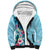 Hawaii Tropical Flowers Sherpa Hoodie Polynesian Tattoo Sky Blue