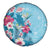 Hawaii Tropical Flowers Spare Tire Cover Polynesian Tattoo Sky Blue