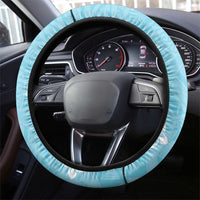 Hawaii Tropical Flowers Steering Wheel Cover Polynesian Tattoo Sky Blue LT05 - Polynesian Pride