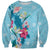 Hawaii Tropical Flowers Sweatshirt Polynesian Tattoo Sky Blue