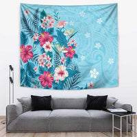 Hawaii Tropical Flowers Tapestry Polynesian Tattoo Sky Blue LT05 Blue - Polynesian Pride