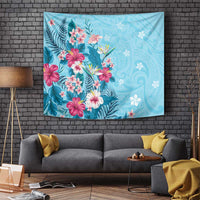 Hawaii Tropical Flowers Tapestry Polynesian Tattoo Sky Blue LT05 - Polynesian Pride