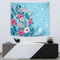 Hawaii Tropical Flowers Tapestry Polynesian Tattoo Sky Blue LT05 - Polynesian Pride