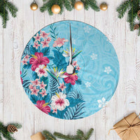 Hawaii Tropical Flowers Tree Skirt Polynesian Tattoo Sky Blue LT05 Casual Blue - Polynesian Pride