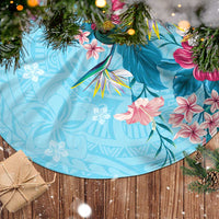 Hawaii Tropical Flowers Tree Skirt Polynesian Tattoo Sky Blue LT05 - Polynesian Pride