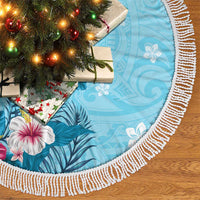 Hawaii Tropical Flowers Tree Skirt Polynesian Tattoo Sky Blue LT05 - Polynesian Pride