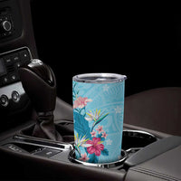 Hawaii Tropical Flowers Tumbler Cup Polynesian Tattoo Sky Blue LT05 - Polynesian Pride