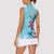 Hawaii Tropical Flowers Women Sleeveless Polo Shirt Polynesian Tattoo Sky Blue