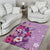 Hawaii Tropical Flowers Area Rug Polynesian Tattoo Lavender