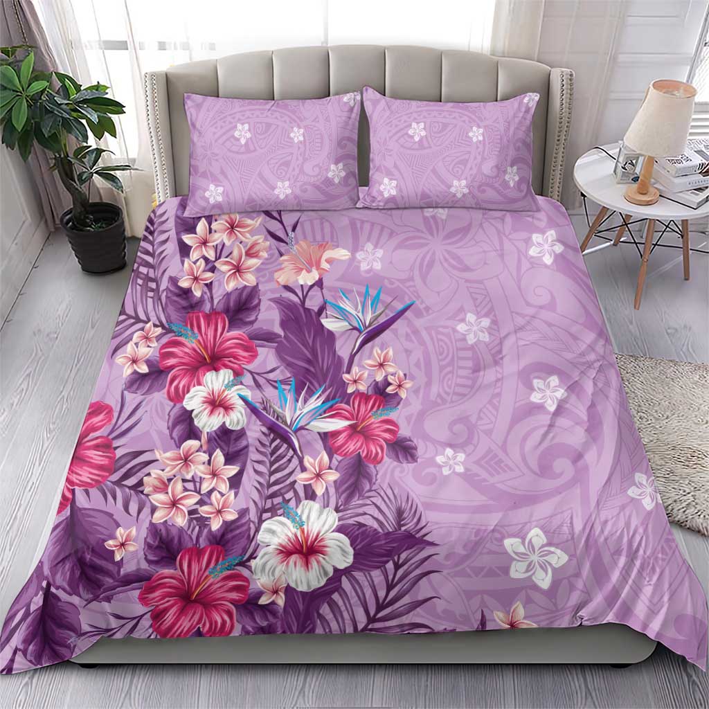 Hawaii Tropical Flowers Bedding Set Polynesian Tattoo Lavender LT05 - Polynesian Pride
