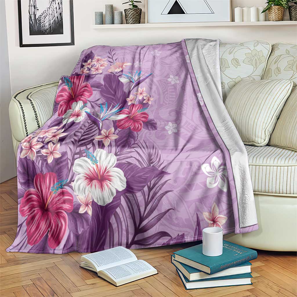 Hawaii Tropical Flowers Blanket Polynesian Tattoo Lavender LT05 Lavender - Polynesian Pride