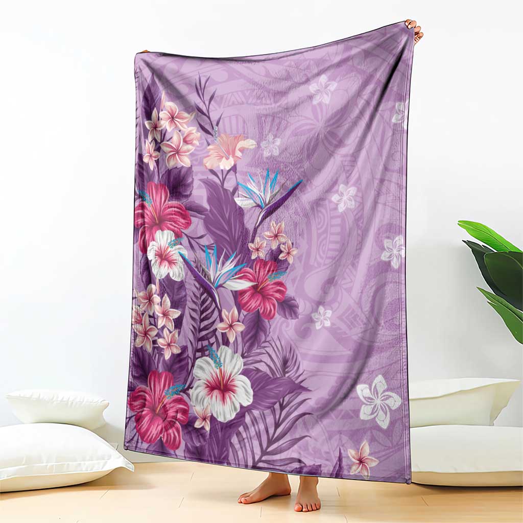 Hawaii Tropical Flowers Blanket Polynesian Tattoo Lavender LT05 - Polynesian Pride