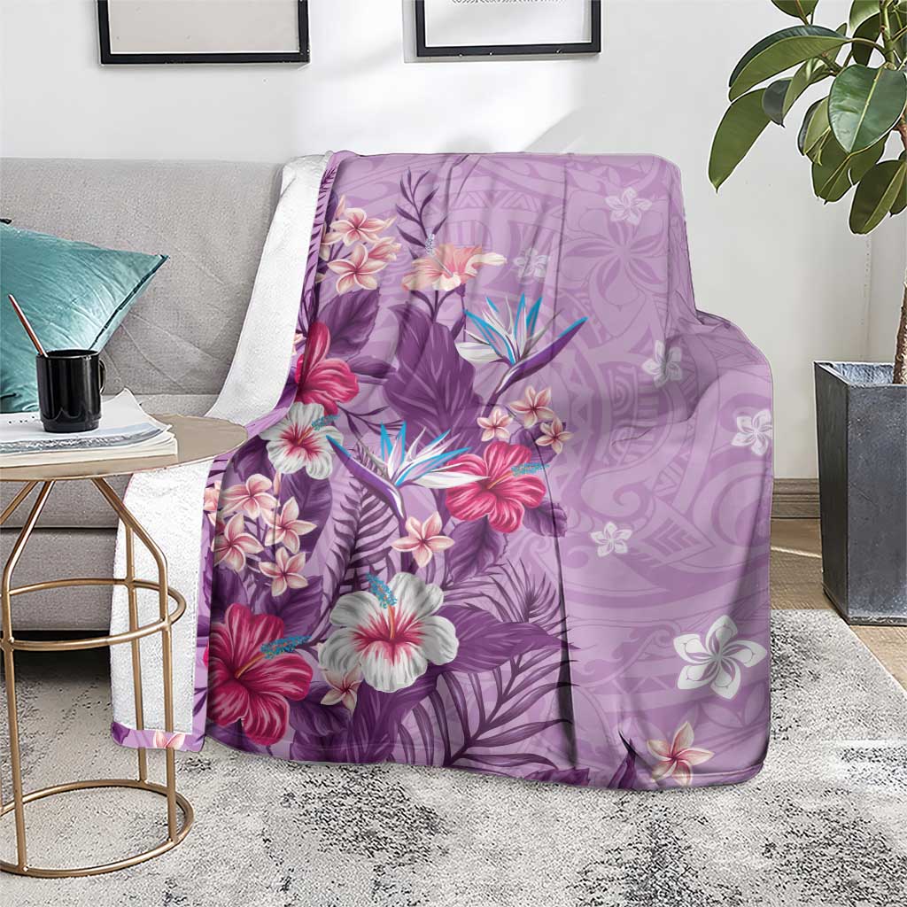 Hawaii Tropical Flowers Blanket Polynesian Tattoo Lavender LT05 - Polynesian Pride