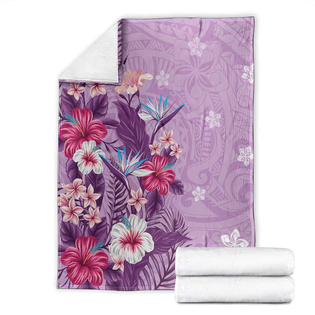 Hawaii Tropical Flowers Blanket Polynesian Tattoo Lavender LT05 - Polynesian Pride