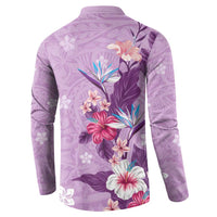 Hawaii Tropical Flowers Button Sweatshirt Polynesian Tattoo Lavender LT05 - Polynesian Pride