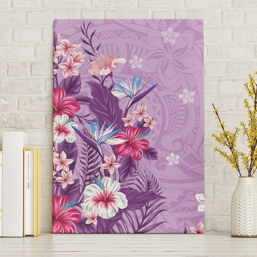 Hawaii Tropical Flowers Canvas Wall Art Polynesian Tattoo Lavender LT05 Without Frame Lavender - Polynesian Pride