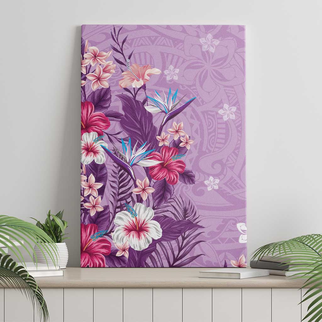 Hawaii Tropical Flowers Canvas Wall Art Polynesian Tattoo Lavender LT05 - Polynesian Pride