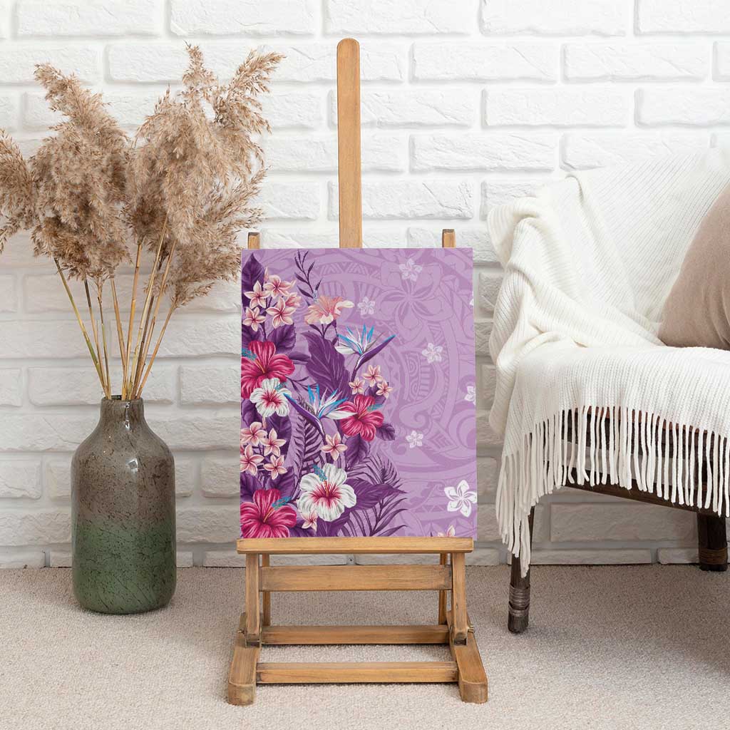Hawaii Tropical Flowers Canvas Wall Art Polynesian Tattoo Lavender LT05 - Polynesian Pride