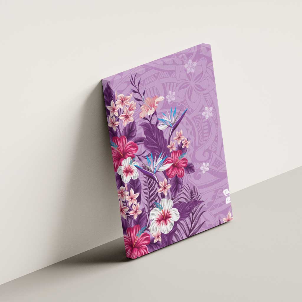 Hawaii Tropical Flowers Canvas Wall Art Polynesian Tattoo Lavender LT05 - Polynesian Pride