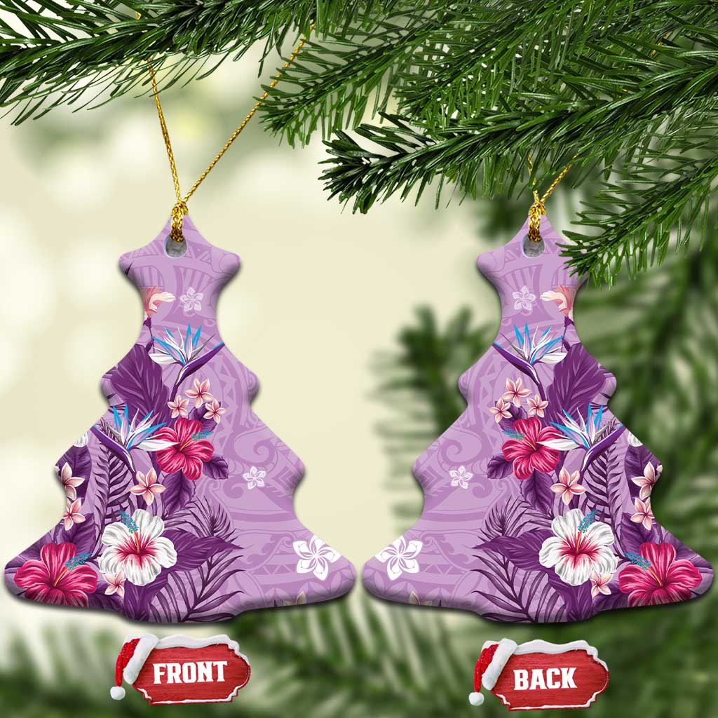 Hawaii Tropical Flowers Ceramic Ornament Polynesian Tattoo Lavender LT05 Christmas Tree Lavender - Polynesian Pride