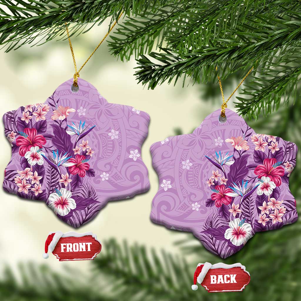 Hawaii Tropical Flowers Ceramic Ornament Polynesian Tattoo Lavender LT05 Snow Flake Lavender - Polynesian Pride