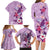 Hawaii Tropical Flowers Family Matching Long Sleeve Bodycon Dress and Hawaiian Shirt Polynesian Tattoo Lavender