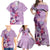 Hawaii Tropical Flowers Family Matching Off Shoulder Maxi Dress and Hawaiian Shirt Polynesian Tattoo Lavender