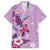 Hawaii Tropical Flowers Family Matching Off Shoulder Maxi Dress and Hawaiian Shirt Polynesian Tattoo Lavender