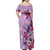 Hawaii Tropical Flowers Family Matching Off Shoulder Maxi Dress and Hawaiian Shirt Polynesian Tattoo Lavender